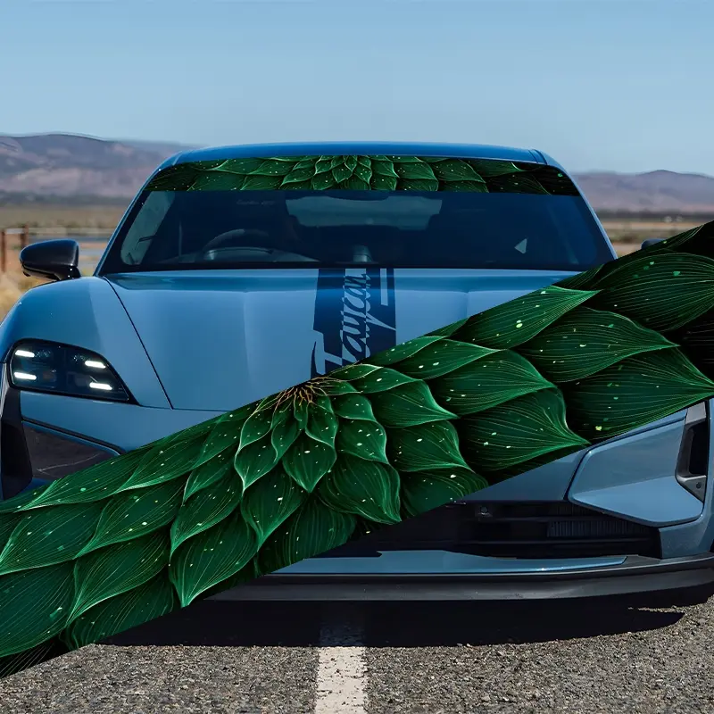 A dark green Lotus car windshield sticker for Toyota, Volkswagen, Land Rover, Citroen, Honda, Mitsubishi, Ford, BMW, Opel, Porsche, Citroen, sedans, SUVs, MPVs