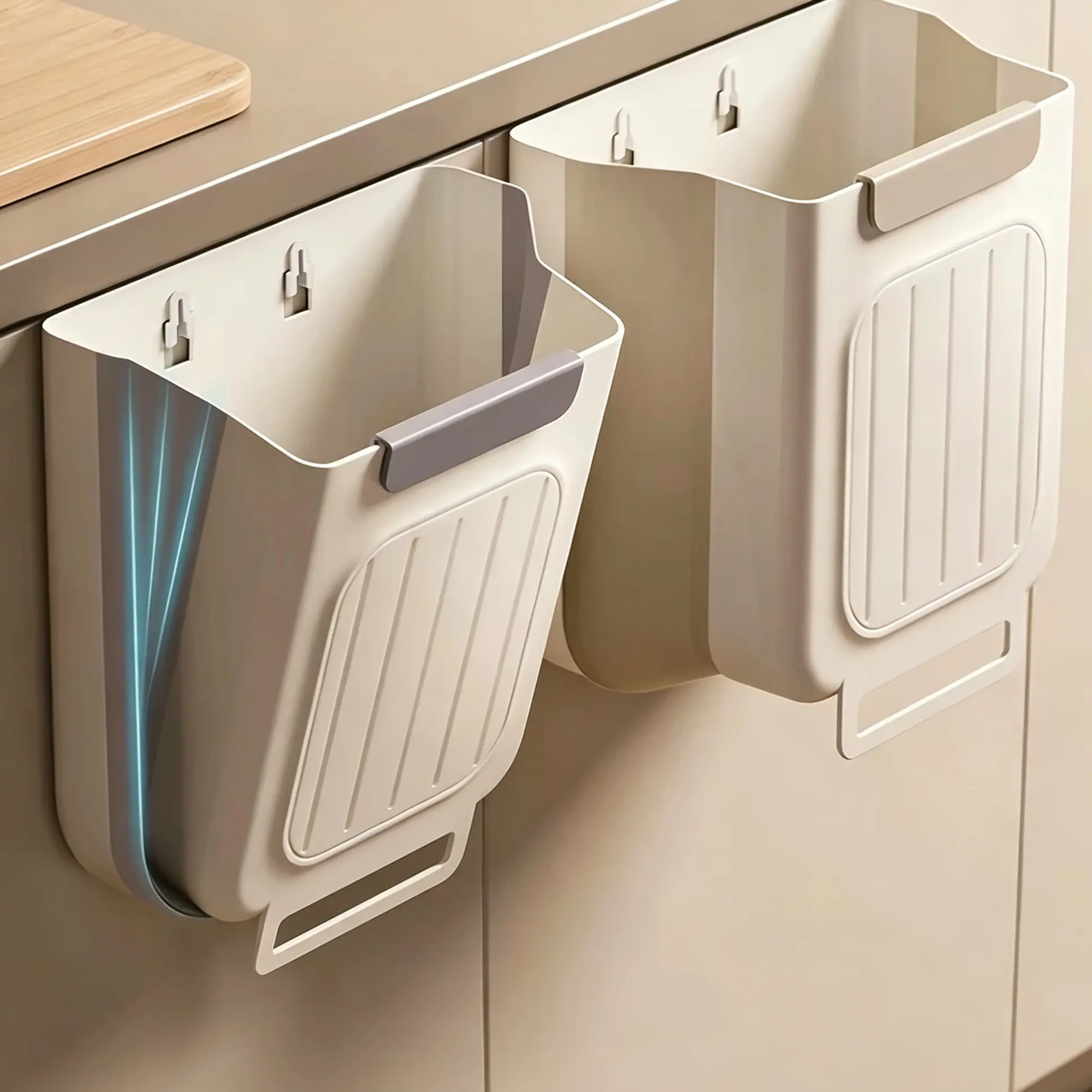 Wall Mounted Foldable Trash Bin,Space Saving Hanging  Garbage Bin,Punch Free Wall Hanging Waste Container,Multifunctional  Must Have Home Hack For Cabinet Door Foldable Wall Mount Trash Bin Must Have Punch Free Hanging Garbage Bin Home Hack tool kitchen