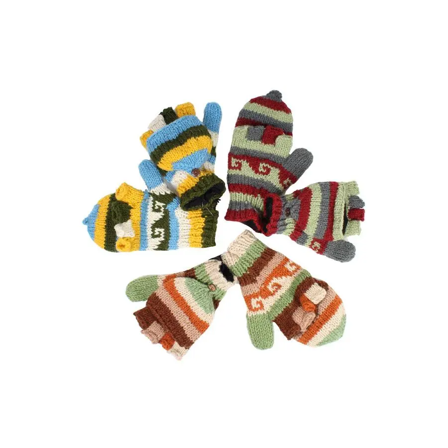 Wool Mitten 3prs-Ast