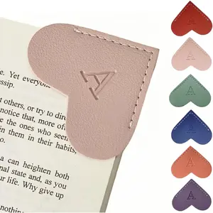 Personalized Leather Heart Bookmarks with 26 Initials Custom Corner Book Mark, Meaningful Gifts for Women Teachers Students Book Lovers (Red+Pink, A)