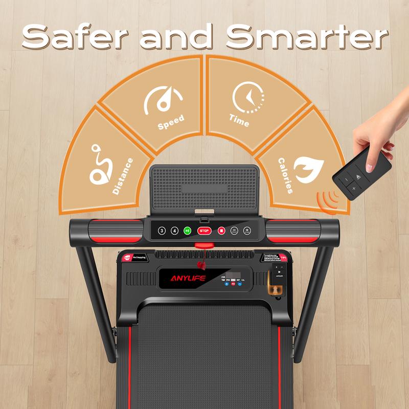 【HappyValentine's Day】Treadmill with Handrails, Incline Walking Pad, Treadmills Home, 330 lbs Capacity, Under Desk, Indoor Mini Exercise Equipment with Remote Control, Portable, Compact, Collapsible, Quiet, Treadmill with LED Display , Office Use, Pro mix