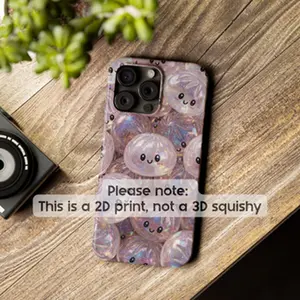 Gliitt3r Dumpliiing Kawaii Phone Case, Cute Iridescent Jelly Balls, Holographic Slime Bubble Aesthetic, Clear Sparkle Case for iPhone Samsung