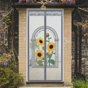 Magnetic Screen Door - Easy to Install, Pet & Child Friendly Fiberglass Sliding Door with Magnetic Closing Mesh for Home Decor Flower Garden