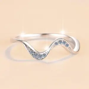 Minimalist Wave Cube  Couple Ring - Perfect Engagement Wedding Anniversary Gift engagement rings promise rings rings for women