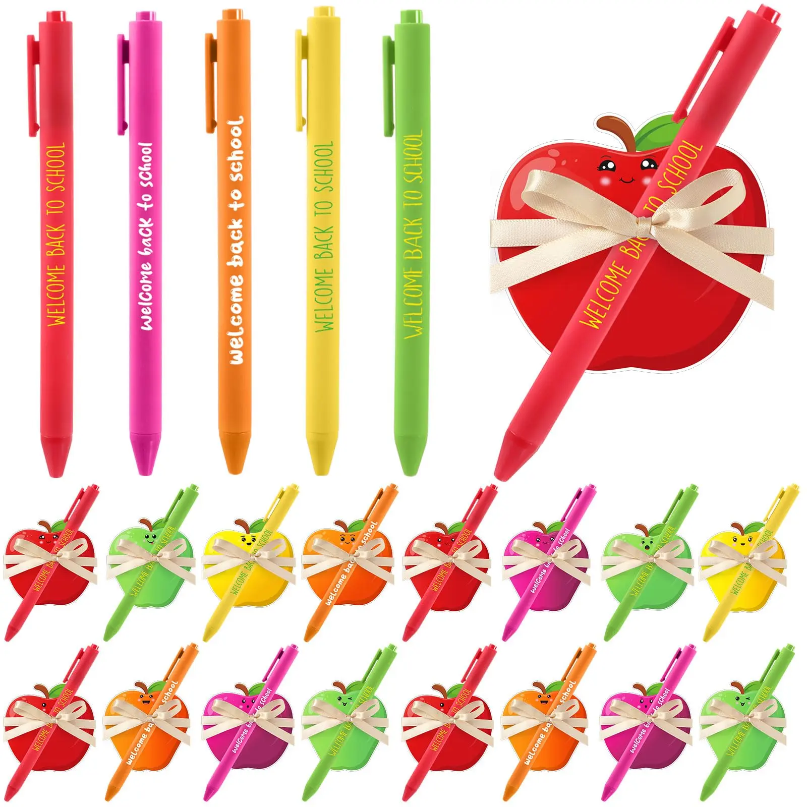 Back to School Sticky Notes Gift Set with Ballpoint Pens 72Pcs Self-Stick Note Pads Motivational Sticky Notes Self-Adhesive Writing Memo Pads Apples Shaped Sticky Notes Cute Sticky Notes for Students Teacher Coworker,Teacher Gifts Classroom Party Favors