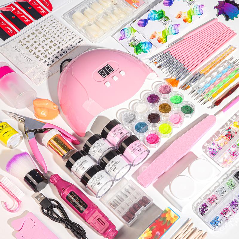 LIMEGIRL Acrylic Nail Set for Beginners Everything Nail Set U V Lights and Grinders Professional Acrylic Powder Glitter Decoration Nail Art Starter Set Gifts for Ladies xxx l acrylicnails nail  kit  for  beginners