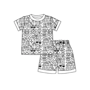 Kids DIY coloring pajamas set 12-color markers children two pieces sleepwear