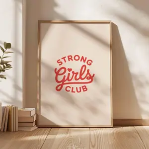 [SALE UP TO 50% + FREE SHIP] Strong Girls Club Poster, Feminist Wall Art, Empowering Quote Print, Retro Typography Poster, Girl Power Artwork, Modern Inspirational Decor