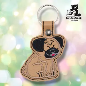 Pug Keychain | Embroidered Faux Leather | Pug Lover Gift | Dog Breed Gift | Handmade Keychain | Alaska Made