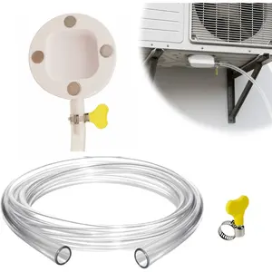 Magnetic Window Air Conditioner Drainage Kit, Transparent Condensate Drain Hose, Stainless Steel Clamps, Magnetic Drain Adapter for Ac Units