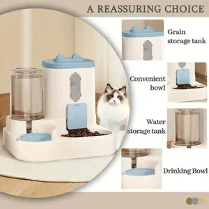 Blue Gift for Pets, Pet Food Dispenser & Water Dispenser, 2-in-1 Automatic Pet Feeder, Large Capacity Pet Feeding Dispensers for Dogs and Cats, Christmas Gift