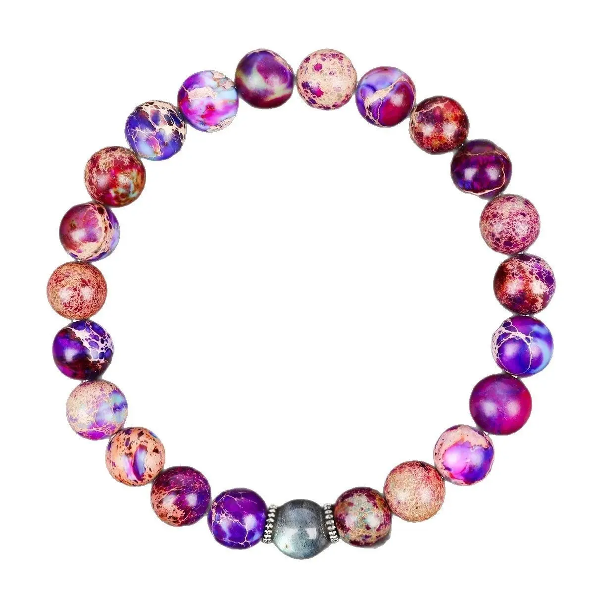 Polished Natural Stone Bracelet, Multi-Color Beaded Agate and Labradorite for Wealth Attraction, Hand-Assembled Jewelry for Bracelet Stacking