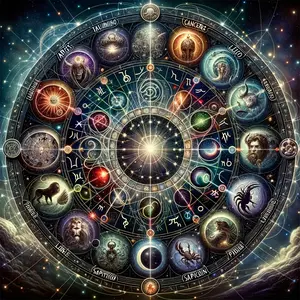 1pc 5D Diamond Painting Kit - Animal Zodiac, Full Diamond Acrylic Round Canvas, Embroidery Cross-Stitch Art, Geometric Embroidery Design, Home Wall Decoration Craft, Unframed Gift, Handicraft