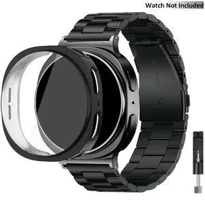 Classic Stainless Steel Strap for Samsung Galaxy Watch 8 (40mm/44mm), Smart Watch Straps, High-Quality Metal Band, Includes Size Adjustment Tool & Tpu Case