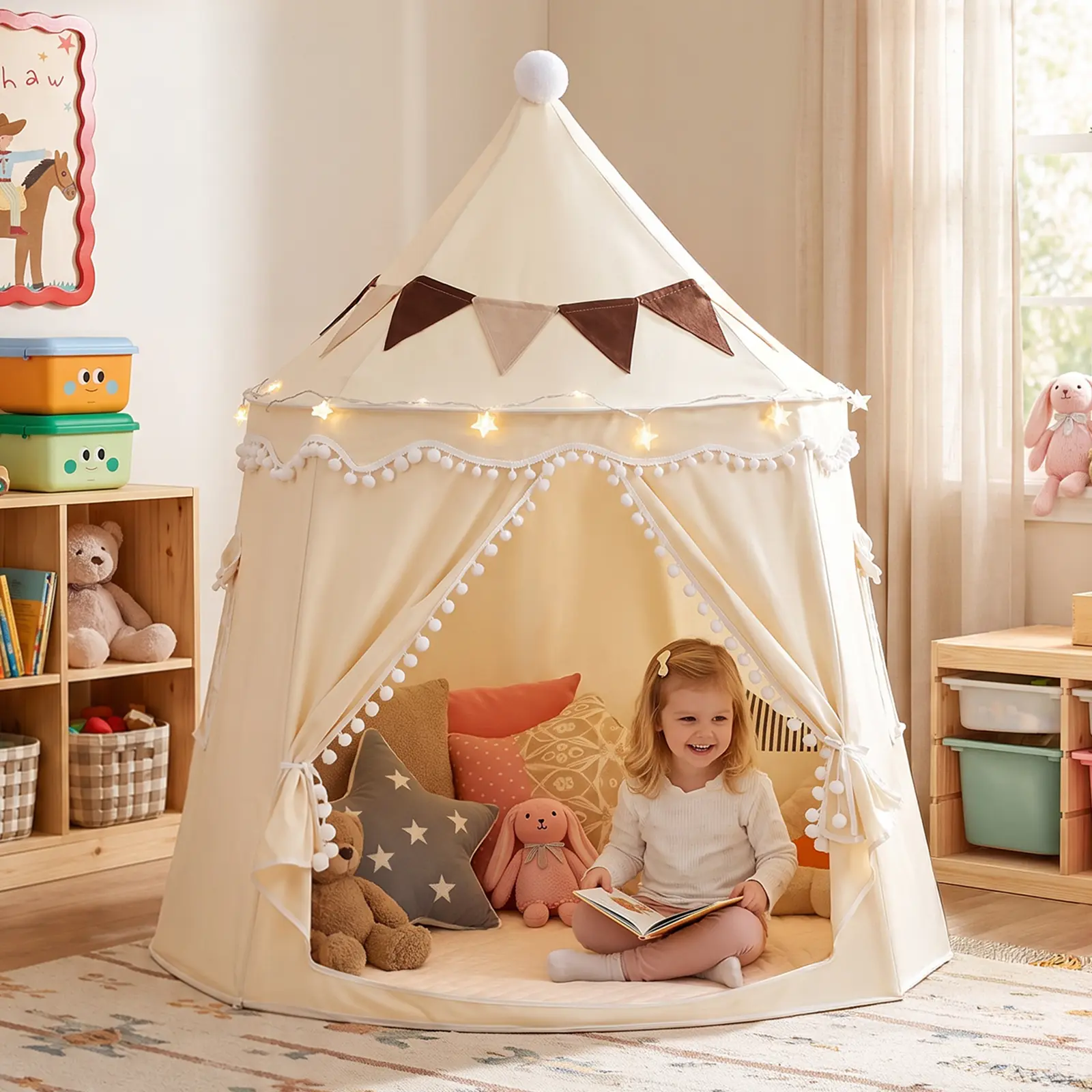 Kids Castle Play Tent, Magical Canopy Indoor Playhouse with Carry Bag, Cozy Reading & Pretend Play Space for Boys & Girls, Birthday Gift