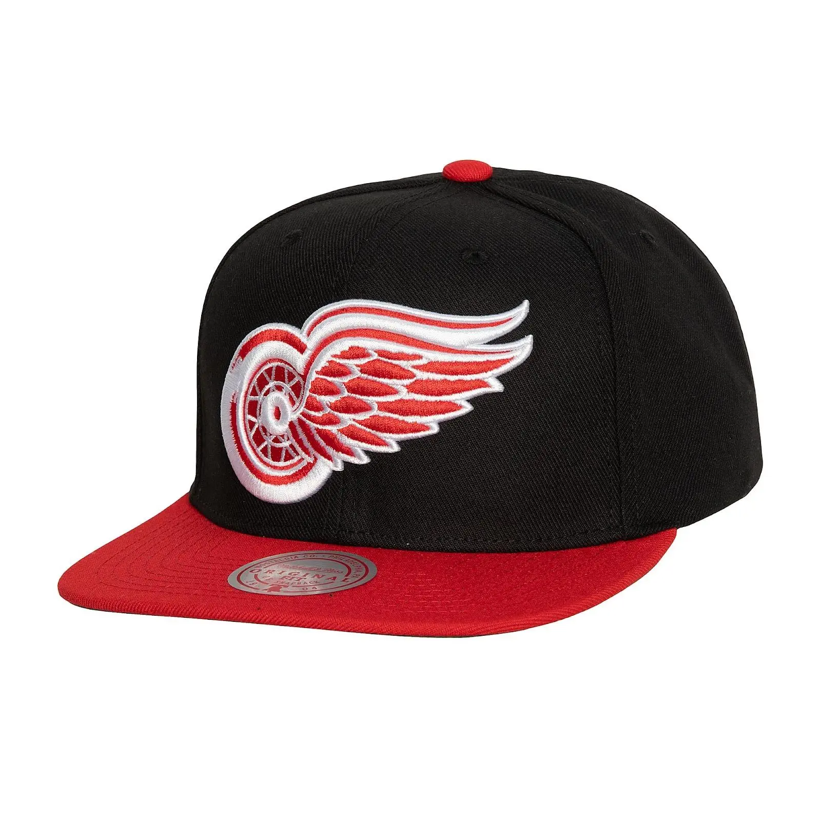 Black Detroit Red Wings Team 2 Tone 2.0 Snapback Hat NHL Throwback Cap Adjustable Fan Gear Mitchell & Ness