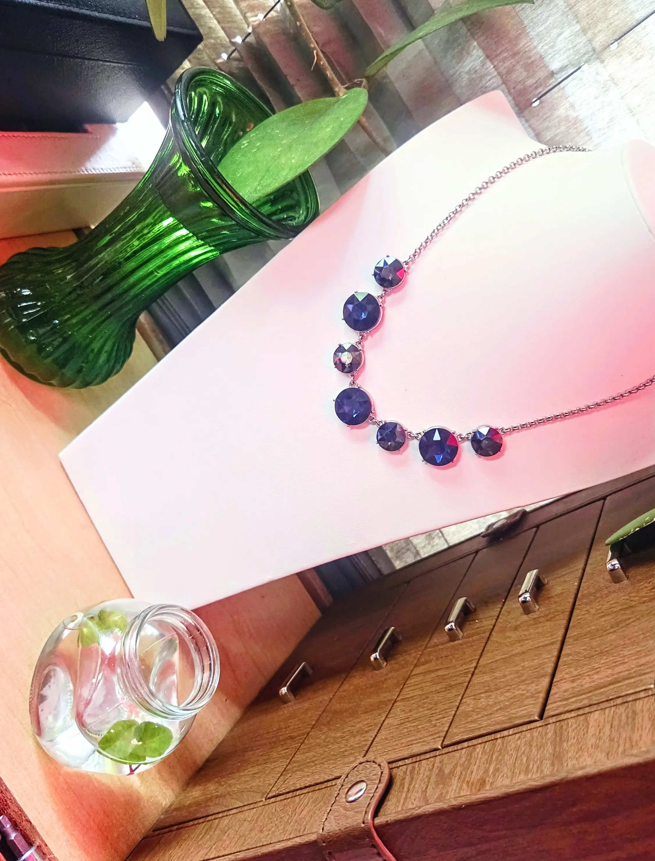 Elegant Monet Vintage Sterling Silver Necklace with Blue Crystal Stone, Crafted for Any Occasion and Special Occasions