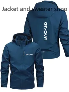 Men's Lightweight Polyester Fashion Hooded Jacket, Givoir Print, Full Zip Front, Casual Outdoor Spring & Fall Outerwear