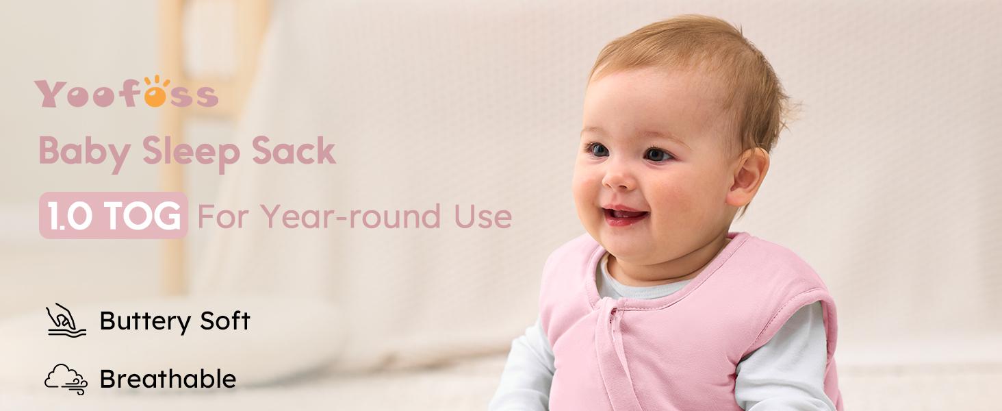 Yoofoss Bamboo Baby Newborn Bamboo Sleep Sack 6-12 Months TOG 1.0 Baby Wearable Blanket, 100% Cotton Infant Toddler Sleeping Sack 2-Way Zipper Warm Quilted Sleepsack