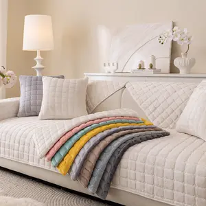Quilted Plush Sofa Mat Couch Cover 1PC, Pet-Friendly Non-Slip, Soft Sofa Protector, Machine Washable Anti-Scratch Seat Pad, Thick Dustproof Slipcover for Living Room Sofa, Fits 1/2/3/4-Seater & L-Shape Sectional, Multiple Colors, Home Decor