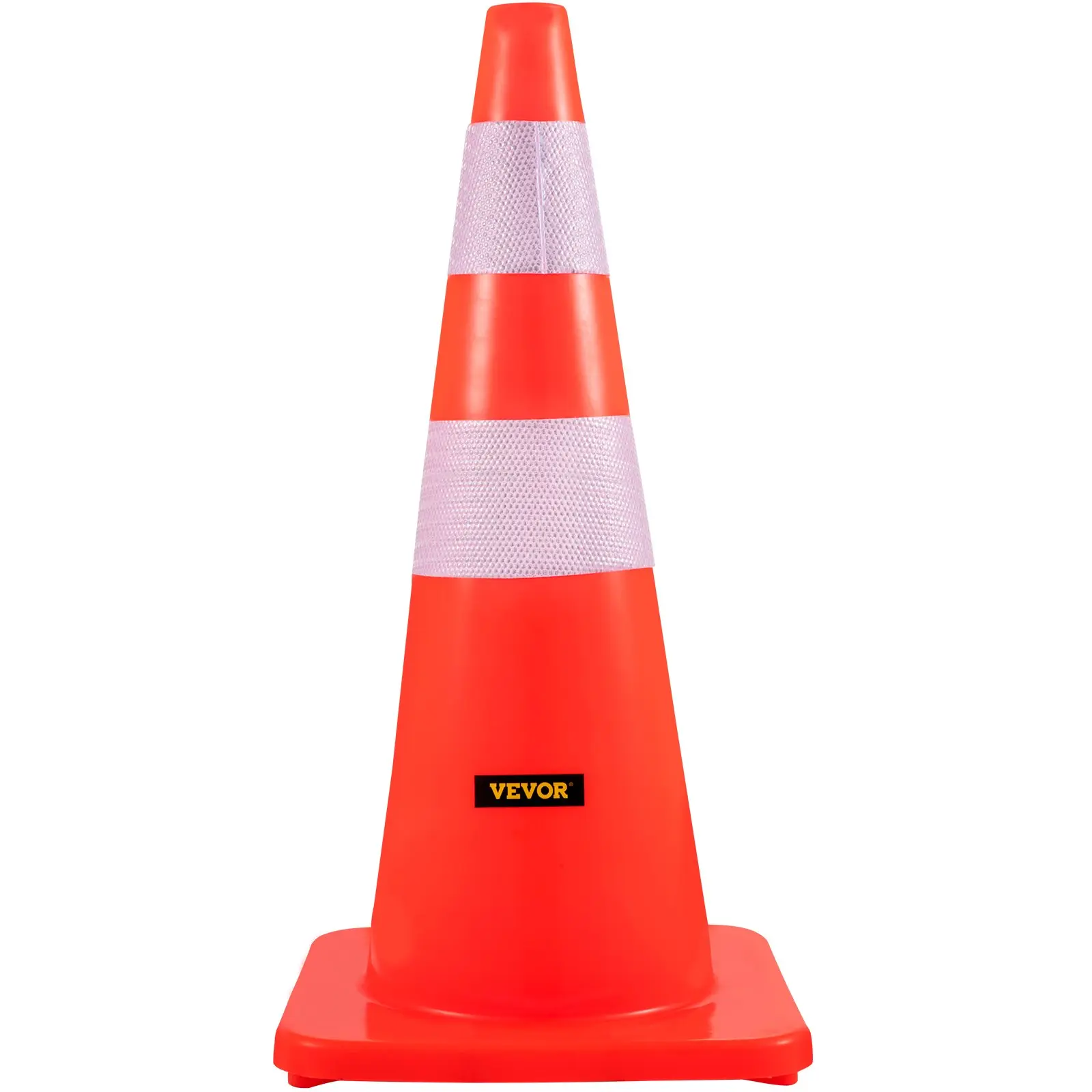VEVOR 12-Piece Orange High-Visibility PVC Safety Cones (28 in/73 cm) with 2 Reflective Collars, for Traffic Control/Driveway Parking, Reflectors