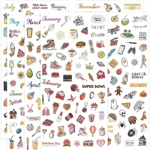 Planner Stickers 365+ Pcs Daily Weekly Monthly Holiday Seasonal Calendar Stickers for Bullet Journal Scrapbook Diary Notebook Envelope