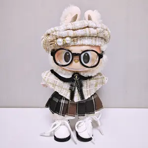 For Labubu Doll 5PCS Outfit Clothes Set – Cape, Skirt, Hat, Shoes & Glasses Accessories