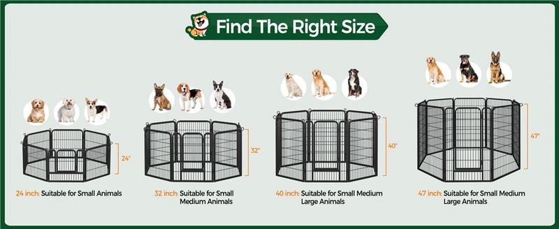 Yaheetech Dog Playpen 12 Panels Metal Pet Playpen Exercise Barrier Outdoor Indoor Fence with Door, 32/25 inch