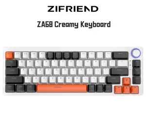 ZIFRIEND ZA68 65% Mechanical Keyboard with Rotary Knob Hot-Swappable RGB Dual-Color PBT Keycaps for Gaming Room Decor and Enhanced Typing Experience - Durability