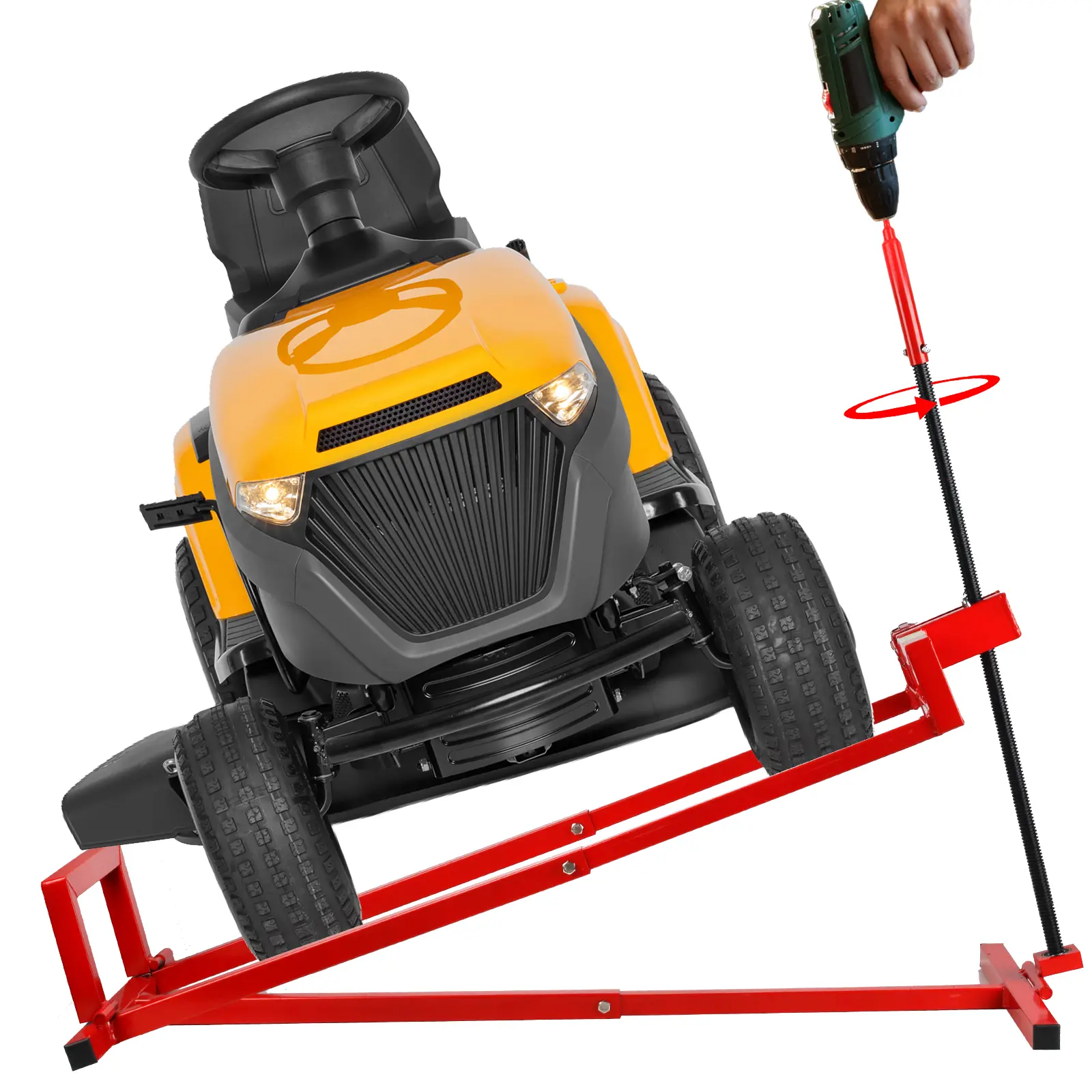 Lawn Mower Lift Jack, Lifting Platform 882 Lbs Capacity Telescopic Maintenance Jack with Manual Handle and Power Tool Extension Handle, Ride on Lawn Mower for Garden Tractors & Riding Lawn Mower