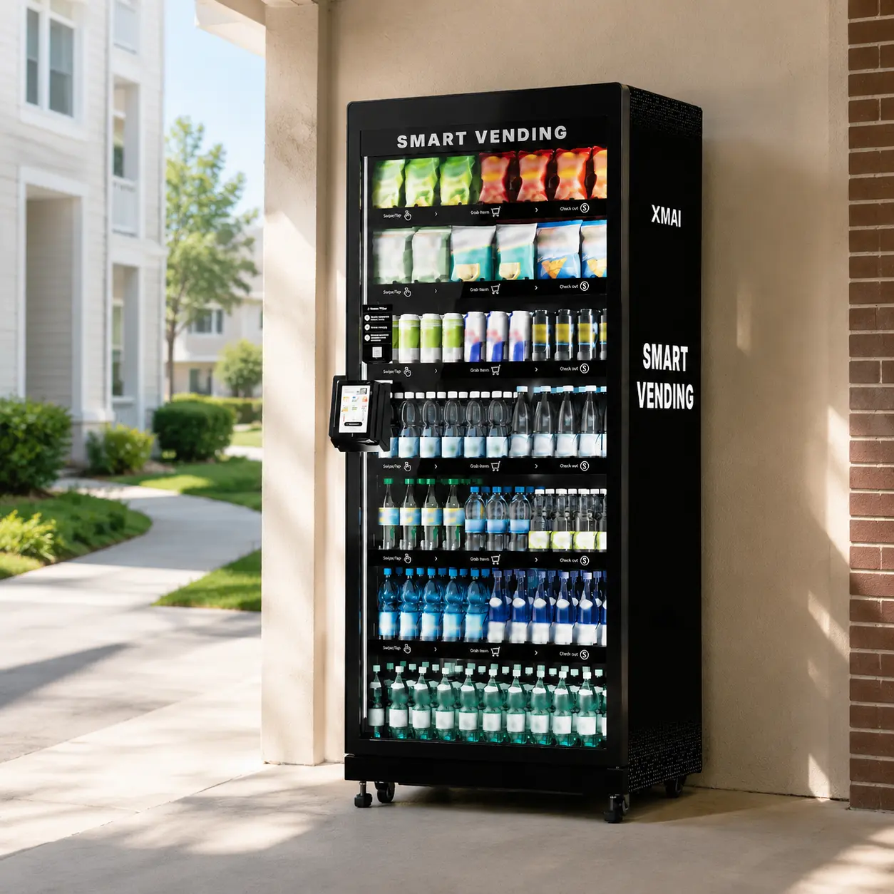 XMAI Max-M680 Smart AI Vending Machine for Business - 99.7% AI-Powered Recognition Accuracy Vending Machine for Sale Card Reader & App Control Refrigerated Commercial Snacks and Drinks Combo with Credit Card & NFC Payment