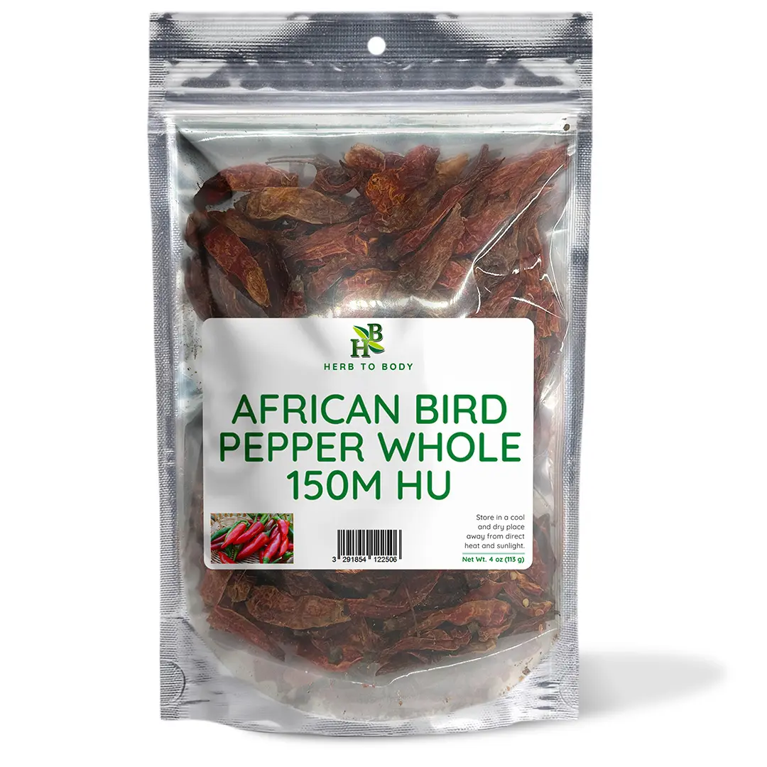 Whole African Bird Pepper 150M HU - 4oz (113g) | Capsicum Spice | Dried Herb Seasoning for Enhancing Flavor in Traditional Dishes | HERB TO BODY