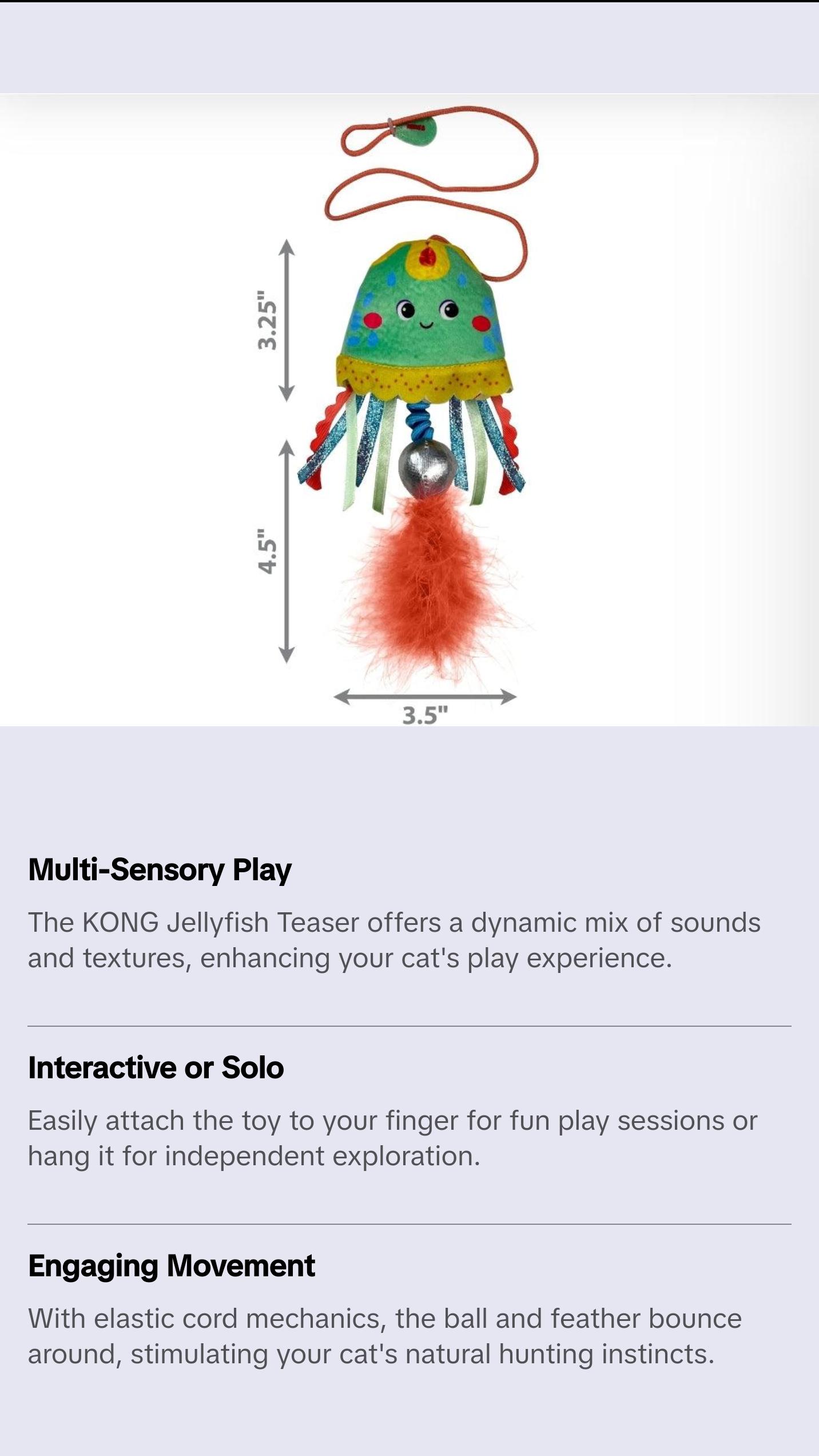 KONG Jellyfish Teaser Cat Toy – Interactive Play for Active Cats animal toy