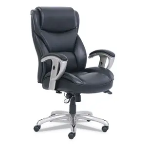 SertaPedic  Leather Emerson Big & Tall Task Chair, Black, Oversized, Bonded Leather, Leather Office Chair, Height Adjustable Seat