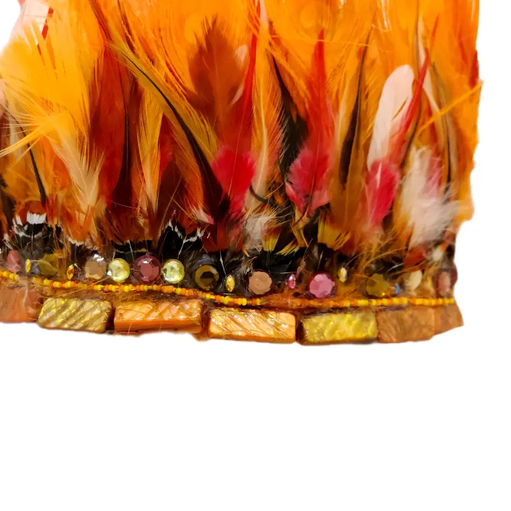 Orange Flames Feather Crown with Feathers and Decorative Accents