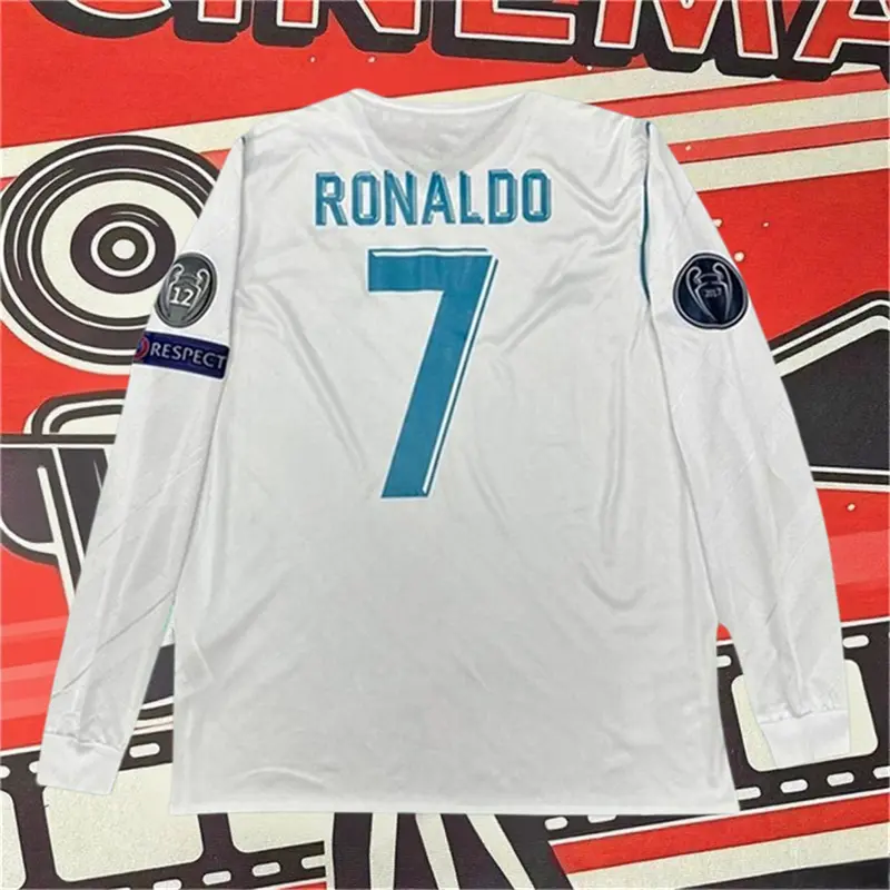 2017 2018 Home White No.7 Ronaldo Long Sleeve Soccer Jersey