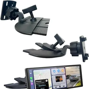 CarPlay Screen CD Slot Mount, 360° Adjustable Phone Holder with Secure 4-Button Lock, Stable CD Slot Car Mount for GPS Navigation, Easy Installation Universal for iPhone and Android