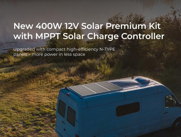 Renogy 400W 12V Solar Power System | 4x 100W Panels, 40A MPPT Charge Controller, Bluetooth, Z Brackets, Adaptor Kit & Tray Cables Set