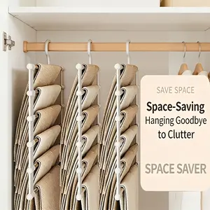 3pcs Magic Hanger: Stainless Steel Trouser Clips, Multi-Tier, Invisible Storage, for Hanging Pants and Ties—Multifunctional Hanger