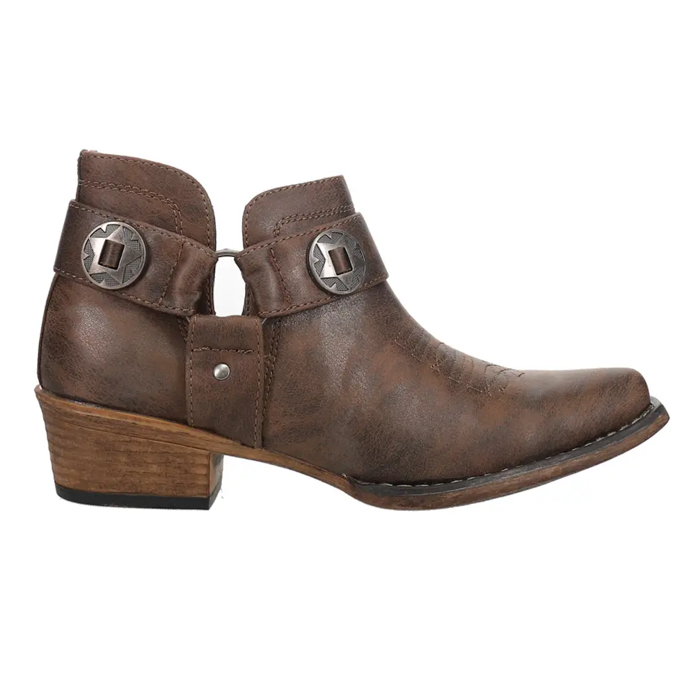ROPER Womens Ava Harness Snip Toe  Casual Boots Ankle Low Heel 1-2" - Brown