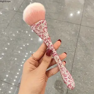 Rhinestone Slim Waist Makeup Brush, Luxury Bedazzled Powder Blush Setting Brush, Professional Cosmetic Brush for Daily Makeup