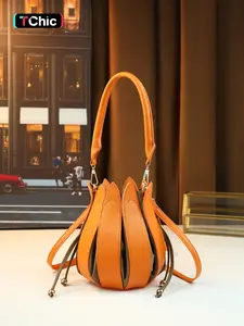Fashionable women's handbag with multiple petals lotus shape new drawstring design pumpkin bag Elegant Handbag