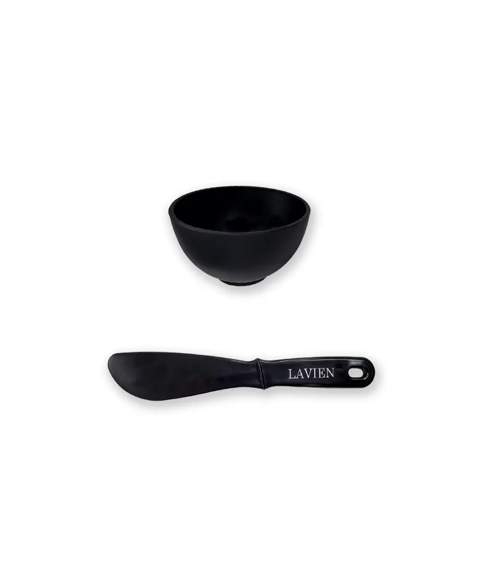 Medinic Line Advanced Care Unscented Black Rubber Bowl and Spatula Set (2.9 fl oz) - Beauty Equipment, Skincare Tools for Mess-Free At-Home Facial Care Application
