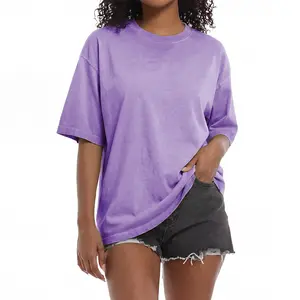 Holafish Women's Oversized Dirty Washed Cotton T-Shirt Vintage Unisex Short Sleeve Loose Fit Casual Streetwear Baggy Basic Top Fashion Beige Minimalist Soft Tunic for Everyday Wear