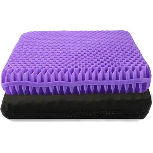 NC Gel Seat Cushion for Long Sitting, Pressure Relief pad, Back, Hip, Sciatica, Tailbone Pain Relief Cushion, Use for The Car, Office, Wheelchair, Stadium Bleachers, Outdoor Travel .(Purple)