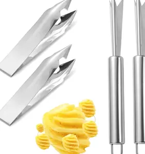 4 Pcs Pineapple Eye Remover Tool Set, Stainless Steel Pineapple Peeler and V-Shape Pineapple Cutter Knife, Multifunction Pineapple Tool for Kitchen, Fruit Store, or Home Use