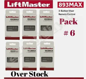 LiftMaster 893MAX 3-Button Visor Remote Control Garage Door Opener Pack of 6 Over Stock