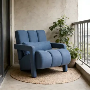 Modern Upholstered accent chair, Comfortable Linen Fabric with a pillow for Living room,bedroom. Linen, Navy Blue