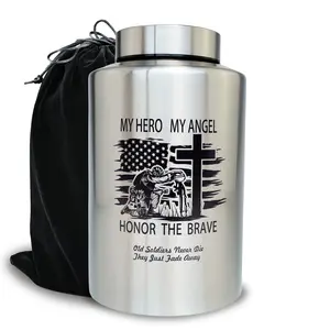 Up to 220 lbs Large Cremation Urns for Adult Male Female Ashes, Decorative Urn for Human Veteran Men Marine Patriot Ashes with Velvet Bag(Hero)