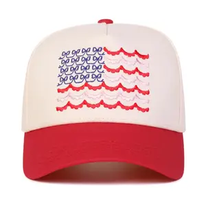 American Flag Embroidered Baseball Cap Custom Thread Color Vintage Soft Cotton Adjustable Hat Trendy Streetwear Gift for Men & Women